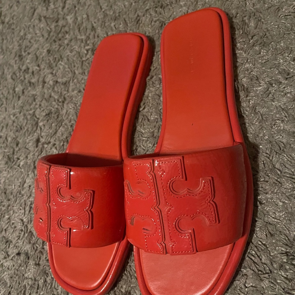 Tory Burch Bright Red Slide Sandals